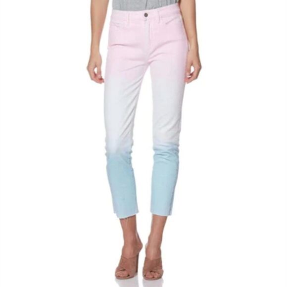 NEW Paige Hoxton Slim Raw Hem Sunset Ombre in Size 26 - Picture 1 of 9